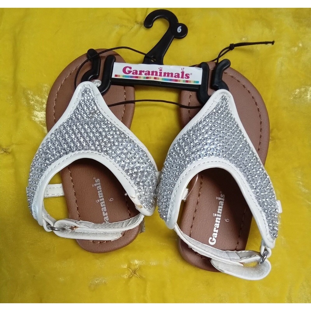 Garanimals‎ Baby Girls White Silver Rhinestone Sparkle Sandals Size 6 Toddler